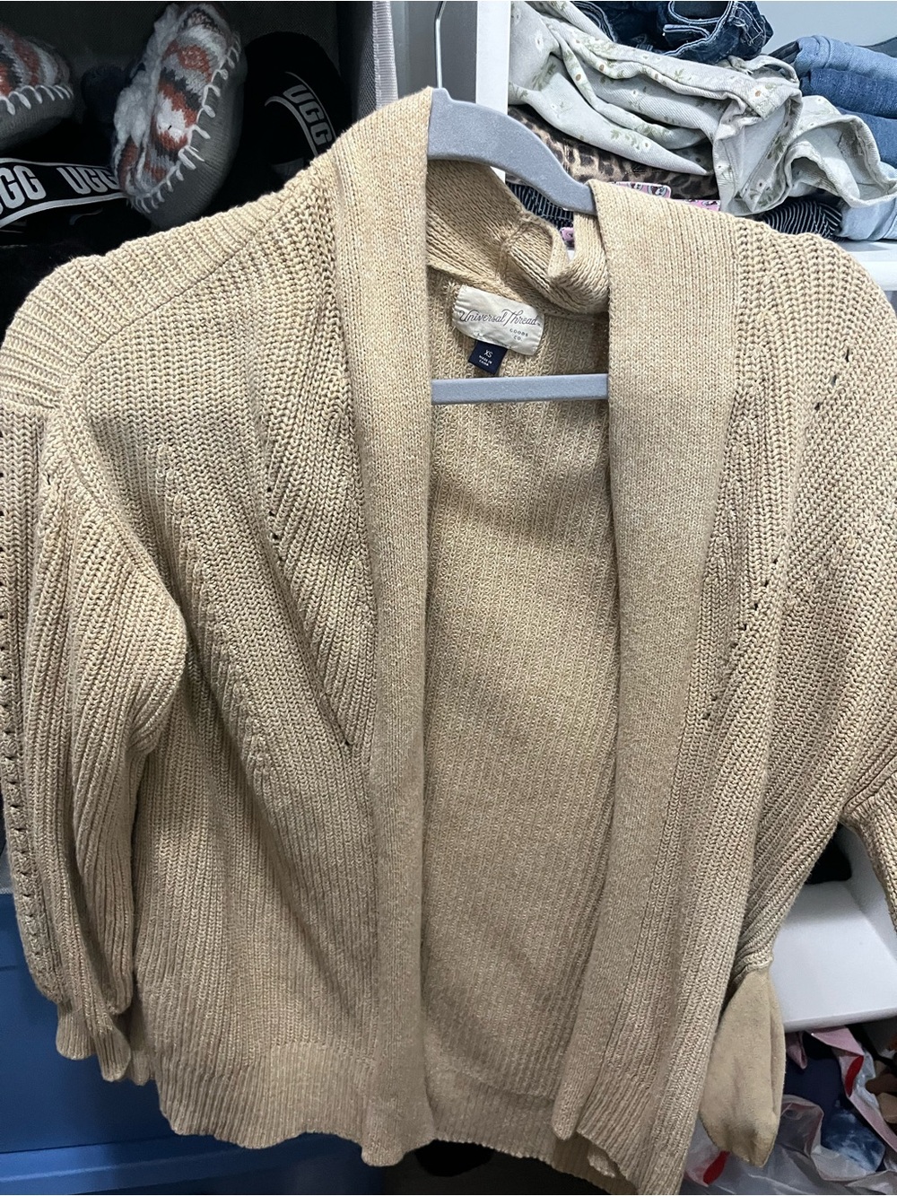 Universal Thread Chunky Open-Front Cardigan in Beige